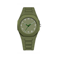 Montres à quartz octogonales pour couple, avec bracelet en plastique six couleurs et cadran rayé à chiffres arabes – Vente chaude usine
