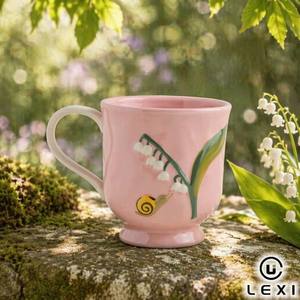 Taza <span class=keywords><strong>de</strong></span> Té y Platillo <span class=keywords><strong>de</strong></span> Porcelana Lila con Flores en Relieve, Trébol y Mariposa, Taza <span class=keywords><strong>de</strong></span> Café <span class=keywords><strong>de</strong></span> Cerámica Festoneada para el Hogar, Jardín, Fiesta, Regalo - Product Image 3