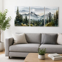 Lot de 3 tableaux encadrés sur toile, style Art Déco, impression numérique de paysages, art mural en fer et bois de pin pour salon et chambre à coucher