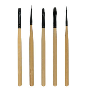 Kit de pinceaux de manucure japonais en bois avec manche, pointes ovales en nylon pour lignes fines et ongles en gel français - Product Image 3