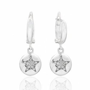 Star Design Round Jewellery Colorful CZ Stone Turkish Wholesale 925 Sterling <b>Silver</b> Jewelry <b>Dangle</b> <b>Earrings</b> - Product Image 2
