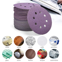 8 trous 5 pouces violet disque de ponçage céramique crochet et boucle papier de verre papier abrasif humide sec polonais pour bois métal peinture finition