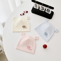 Bonnet bébé nouveau-né en coton de classe A, double couche, broderie cœur, oreilles étoile, doux et respectueux de la peau, pour 0-6 mois