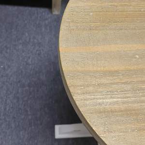 Table d'appoint ronde en bois Parisloft, diamètre 15,75 pouces, base blanche, design rustique, table pour salon ou chambre d'enfant - Product Image 3