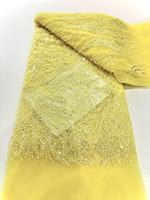 Tissu en dentelle à broderie de perles et de maille colorée, idéal pour les robes de mariée – Nouvelle collection en promotion