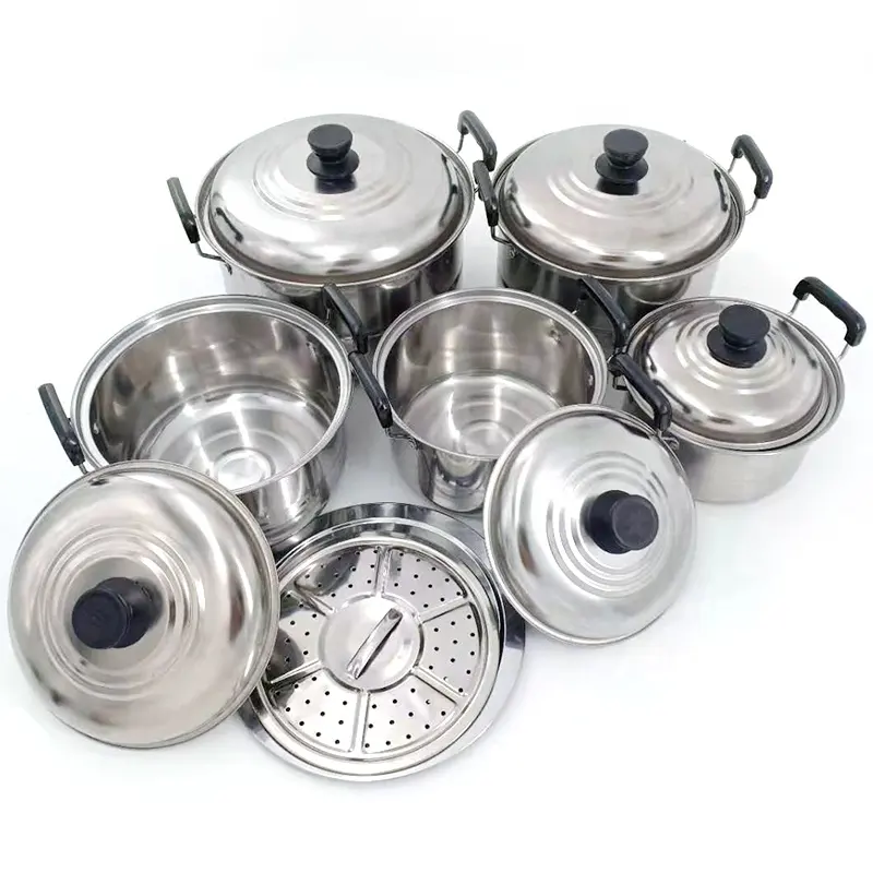 Fabriek Groothandel Kookpotten 5Pcs Rvs Voorraad Pot Keuken Accessoires Kookgerei Sets Met Deksel