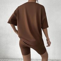 OEM Gratuit Logo 3D Personnalisé Lettre Embossée T-shirts et Biker Shorts Ensembles Femmes Eté Sport Deux Pièces Ensemble Femmes Vêtements