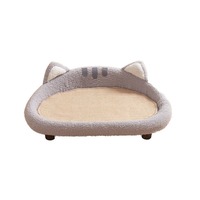 Lit de repos surélevé pour chat en peluche douce, canapé multifonctionnel pour animaux de compagnie avec surface à gratter en sisal pour usage intérieur