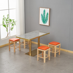Sillas de mesa de comida rápida comerciales de madera maciza, mesa duradera moderna <span class=keywords><strong>para</strong></span> aperitivos, tienda de té de la leche, tienda de fideos, muebles de catering - Product Image 1