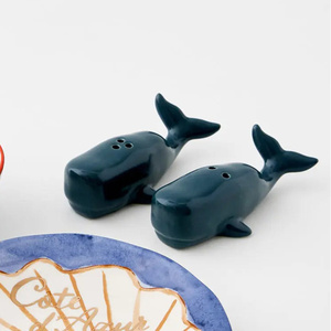 Salière et poivrière en céramique vintage Blue Sea Life 2 "Set - Product Image 4