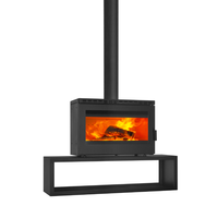 Poêle à bois autoportant en acier au carbone pour salon moderne, efficacité 75 %, capacité de chauffage 100-150, foyer décoratif