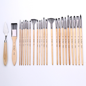 Lot de 25 pinceaux en bois gris argenté avec sac de rangement <span class=keywords><strong>pour</strong></span> peintres, cheveux en nylon, peinture acrylique à l'huile et à l'aquarelle - Product Image 5