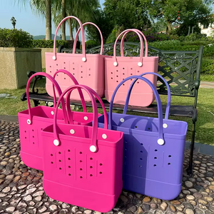 Femmes 2025 été imperméable Shopping sacs fourre-tout grande taille simplement EVA mousse bonbons couleurs grande capacité plage trous sacs à main - Product Image 5