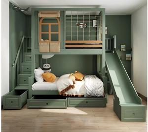2025 Full Solid Wood Modern Children's Boys' Bunk <b>Bed</b> Two-Layer Princess Castle Tree House Bedroom <b>Bed</b> - Product Image 3