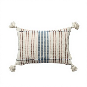 <b>INDIAN</b> TEXTILES H/L Striped Woven <b>Throw</b> Pillow Cover Rectangle Bohemian Style Removable Washable Decorative Cushion Case - Product Image 1