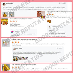 MLM Private Label Glass Pump Bottle for Gold Body Shimmer Oil Essential Oil Perfume with Free Sample and Vitamin E - Product Image 6