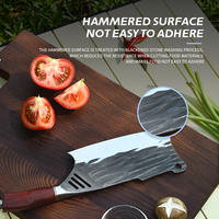 Couteau de cuisine multifonctionnel serbe en acier inoxydable à haute teneur en carbone, motif martelé, pour boucherie, désossage et abattage, avec manche intégral – Ensemble