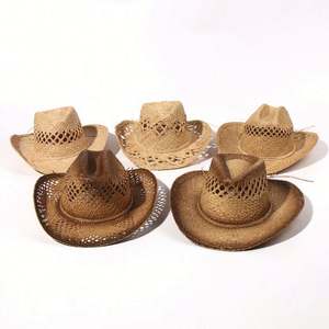 Sombrero de Paja Estilo Vaquero Occidental, Transpirable, Cómodo, Estilo Retro, Protección Solar, para Pesca, Deportes al Aire Libre, Esquí, Viajes, Primavera-Verano - Product Image 2