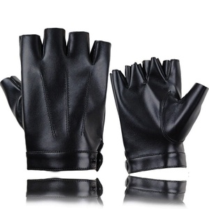 Gants mi-doigts en cuir véritable pour <span class=keywords><strong>homme</strong></span>, antidérapants, pour le cyclisme en plein air et la conduite de <span class=keywords><strong>moto</strong></span>, sans doigts - Product Image 1