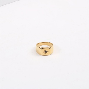 Anillo de Acero Inoxidable con Diamantes de Moda, Anillo de Estrella del Norte Chapado en Oro de 18k - Product Image 6