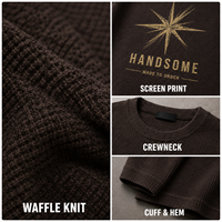 Sweat-shirt personnalisé pour homme, col rond, tricot gaufré, manches longues, impression sérigraphique, épaules tombantes, style streetwear décontracté
