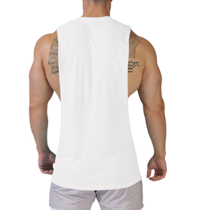 Logo personnalisé pour hommes Muscle débardeur coupe profonde sans manches chemise de gymnastique pour l'entraînement physique 100% coton tissé matériel - Product Image 3