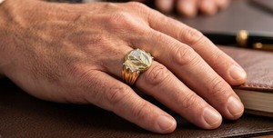 DIVYORO Premium Gold Plated <b>Men</b> <b>Ring</b> Copper and Brass Fashion Jewelry Classic Finger <b>Ring</b> with Elegant Timeless Design - Product Image 3