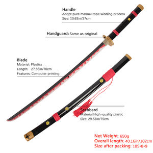 Vente en gros <span class=keywords><strong>One</strong></span> <span class=keywords><strong>Piece</strong></span> <span class=keywords><strong>Zoro</strong></span> Black <span class=keywords><strong>Samurai</strong></span> Cosplay Armes Props Light Katana Jouets Épées Lumineuses Légères Pour Enfants Enfants - Product Image 6