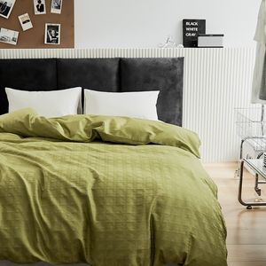 Set Copripiumino di Lusso 3 Pezzi 100% Cotone, Motivo Jacquard Tinta Unita con Motivi Vegetali, Ecologico per Casa e Hotel, 150x200cm - Product Image 2