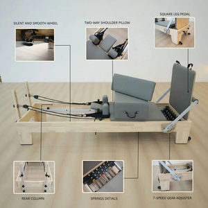 Wood Reformer Pilates <span class=keywords><strong>Bed</strong></span> Machine Reformer Maquina Ejercicio Pilates Beige Pink Commercial Studio Oak Pilates Reformer - Product Image 2