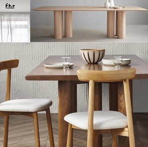 โต๊ะรับประทานอาหารไม้ทึบแบบนอร์ดิกโต๊ะทำงานแบบยาวเรียบง่ายโต๊ะทำงานที่ดูหรูหราโต๊ะเจรจาต่อรองแสงสำหรับโรงแรม - Product Image 3
