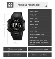 Montre Homme Skmei 2304 - Lot en Gros - Cadran Bleu - Montres Personnalisées Étanches - Montres Sport Digitales pour Hommes