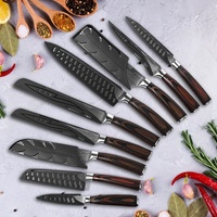 En stock, Commerce extérieur transfrontalier, Ensemble de couteaux de chef en acier inoxydable à motif laser Damas, affûtés à la main, pour cuisine occidentale, Cadeau