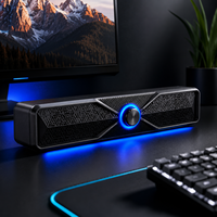 Nouvelle barre de son 2026 à design exclusif pour ordinateur, alimentée AUX+USB, avec basses stéréo, éclairage bleu et volume élevé