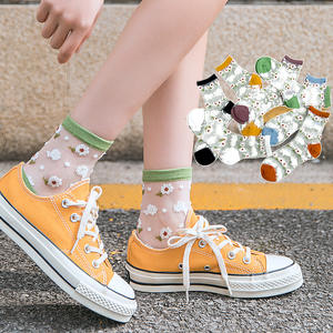 प्रचार लोकप्रिय स्पष्ट लड़कियों छोटे डेज़ी फूल के टखने छोटे मोजे, महिलाओं के लिए आकस्मिक तुले तिमाही मोजे - Product Image 3