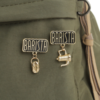 Épingles en émail Barista broches en métal personnalisées avec pendentif doré tasse à café pot insignes de revers de haricots épingles en émail de café personnalisées