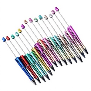 Venta al por mayor de fábrica: Bolígrafos de plástico con cuentas y acabado UV, con barriles chapados <span class=keywords><strong>en</strong></span> colores degradados, bolígrafos DIY con cuentas - Product Image 1