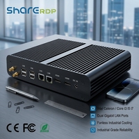 PC Industrial Sharerdp Intel Celeron J1900 MC con Doble LAN, Doble Puerto COM RS232, Mini PC Integrado sin Ventilador, Computadora de Escritorio Robusta HMI