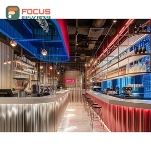 Vitrine à café intégrée avec porte haute en verre, en chêne naturel, pour la présentation de produits de café - Product Image 5