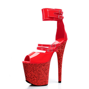 Sandali da donna <span class=keywords><strong>con</strong></span> plateau da 8 pollici, <span class=keywords><strong>tacco</strong></span> a spillo, fibbia rossa, glitter, <span class=keywords><strong>tacco</strong></span> avvolto in camoscio, sexy, fetish, gotico, punk, <span class=keywords><strong>con</strong></span> strass - Product Image 2