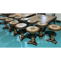 Table basse en bois brun, meubles éthiopiens, table basse ronde à pieds triangulaires, motif parquet, pour salon, hôtel, appartement
