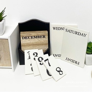 Vintage Wooden Block Calendar Reusable Desktop Calendar <b>Rustic</b> <b>Office</b> Home <b>Desk</b> Decoration - Product Image 4