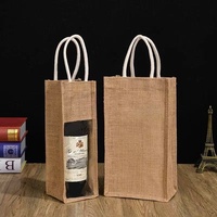 Sacs d'emballage pour spiritueux en jute, pochettes à vin personnalisées imprimées avec fenêtre transparente pour bouteilles