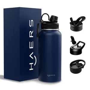 HAERS Wholesale Customized Colorful Double Wall Thermos Stainless Steel Matte Paint Outdoor Sports Water Bottle