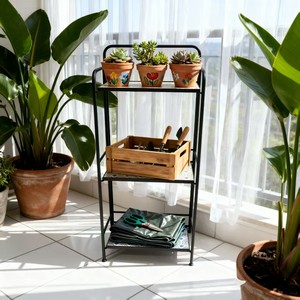 Estantes de Almacenamiento Cuadrados de Acero con Recubrimiento en Polvo Automático de 3 Niveles <span class=keywords><strong>para</strong></span> Interiores/Exteriores, Decoración del Hogar con Mosaico, Estanterías Metálicas <span class=keywords><strong>para</strong></span> Zapatos y <span class=keywords><strong>Macetas</strong></span> - Product Image 1