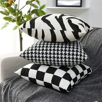 Coussin décoratif classique à rayures animales noires et blanches, motif losanges, imperméable, pour canapé, lit, chaise de bureau et décoration intérieure
