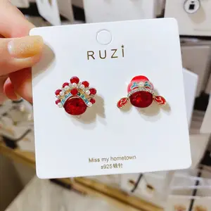 2023 High Quality Cute Fine Jewelry Earrings Chinese Style Peking Opera Mask Earrings Pearl Crystal Earings Jewelry Women