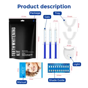 Glorysmile Nieuw Tandheelkundig Peroxide Whitening Instrument Draagbaar Blauw Licht 44% Peroxide Tanden Whitening Gel Kit