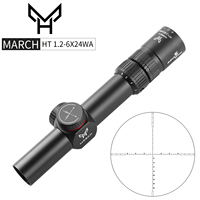 Lunette de visée MARCH HT 1.2-6X24 en acier, réglable, portable, avec parallaxe, accessoires optiques courts, mise au point rapide, antichoc, vente en gros