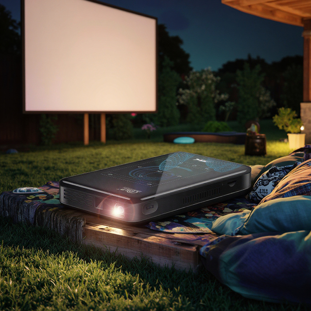 SYTA New Smart DLP Projector C6 with Battery Android 9 for Home Theater and Outdoor Portable Mini DLP Projector